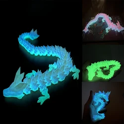 Dragón de cristal brillante encantado impreso en 3D, modelo luminoso con articulaciones articuladas para peces y hierba, contenedor de Navidad