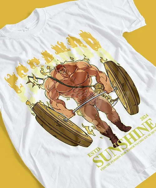 T-shirt pour Anime Nanatsu no Taizai Escanor GYM Leon del Sol y El Poder del Orgullo