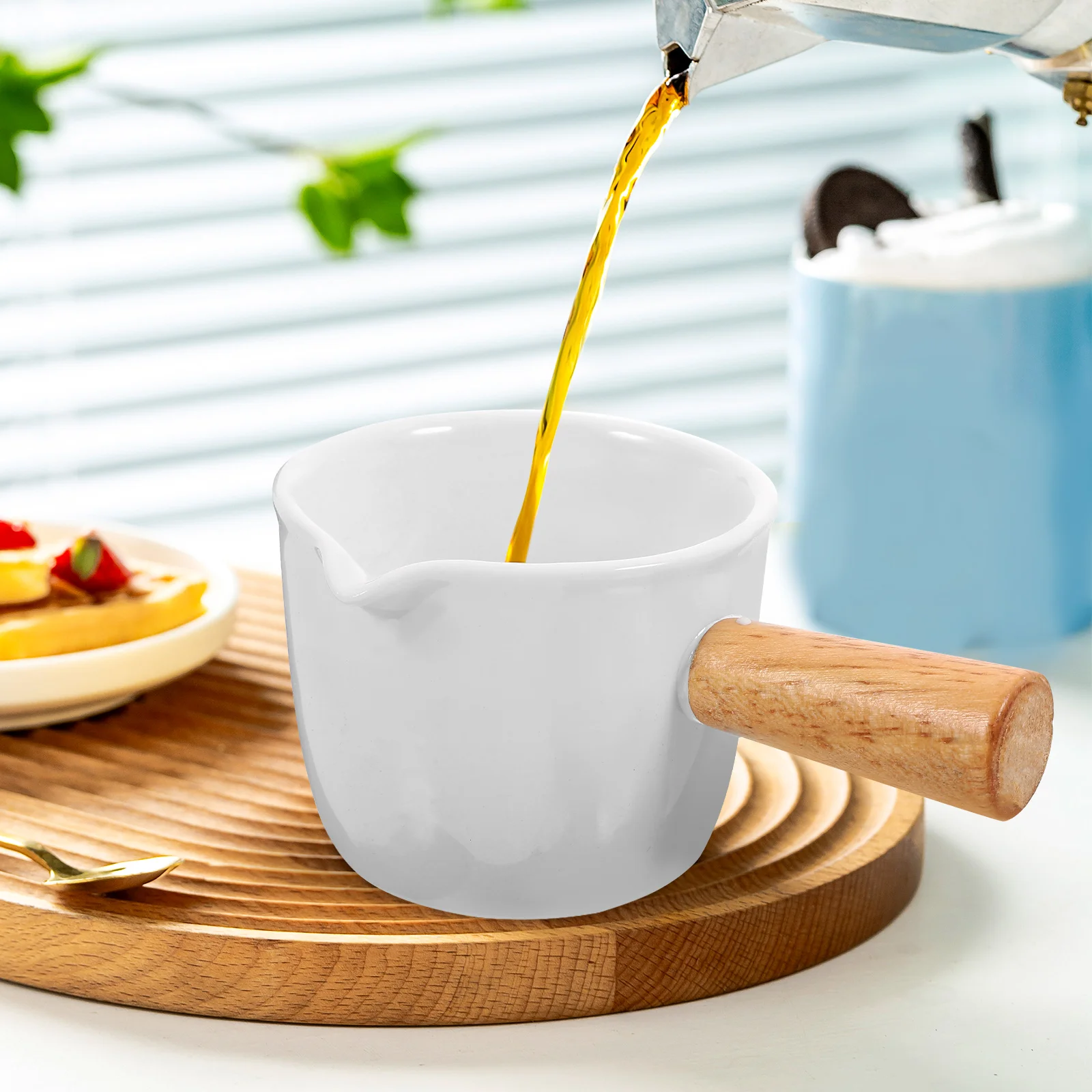 

Espresso Cup 90ml White Ceramic Sauce Pitcher Coffee Mug Small Container Bar Home Kitchen Ceramic Honey Sugar Holder Measuring