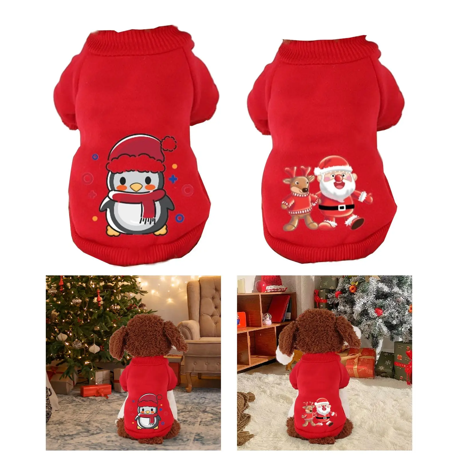 Christmas Dog Hoodie Cat Puppy Outfits Winter Warm Small Dog Coat Sweater