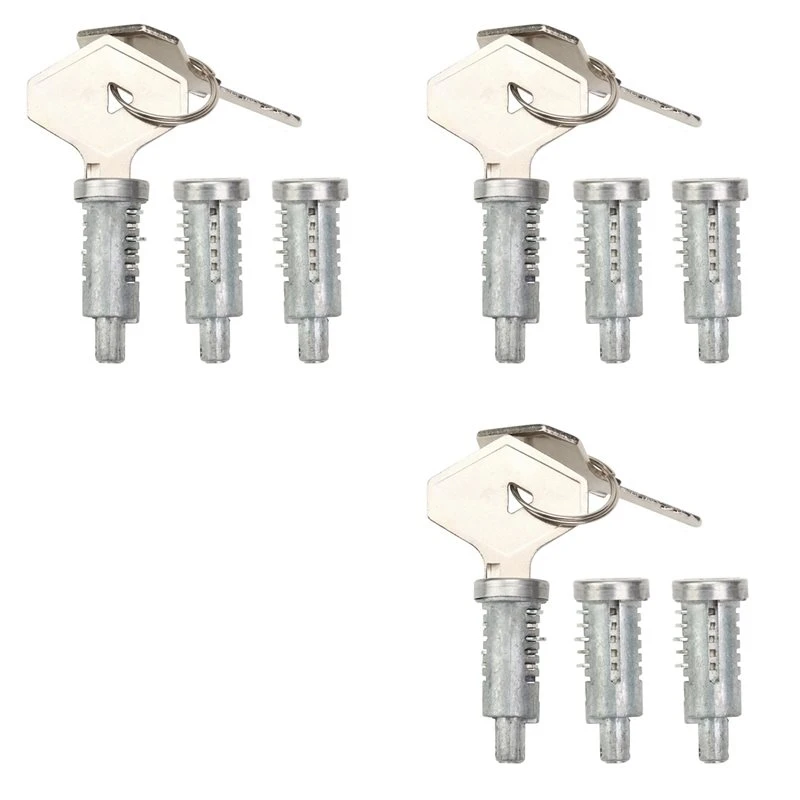 9 Lock Cylinder With 6 Keys Front Barrel & Boot Lock For Renault R4 (4L), R6, R12, R15 And R17 7700547887 7700553344-L94A