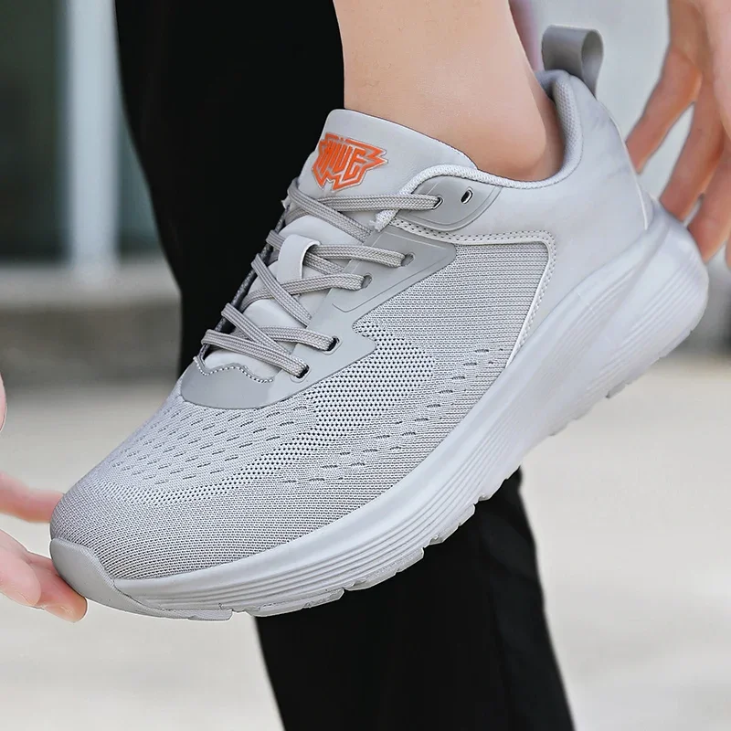 

New Summer Thick-soled Height-increasing Rubber Rebound Cushioning and Shock Absorption Lace-up Air Cushion Mesh Sports Shoes