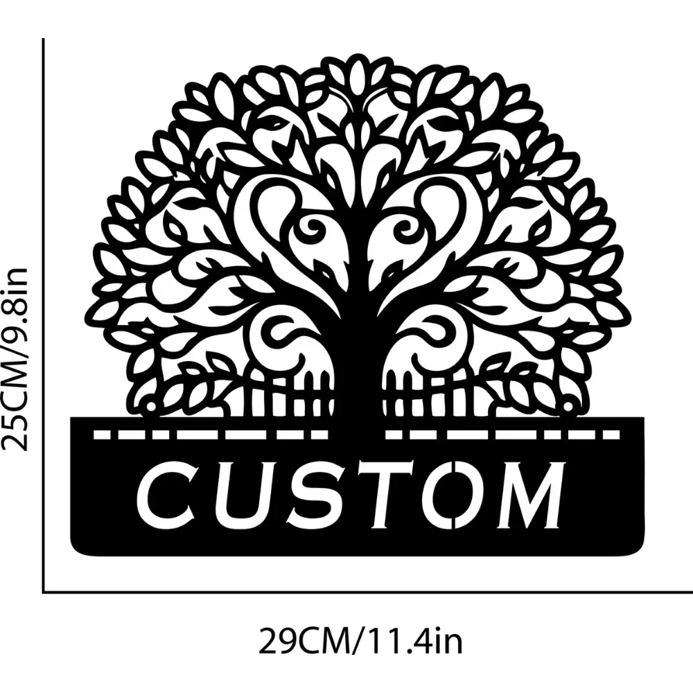 Custom Personalized Tree of Life Metal Sign Wall Art Family Name Sign Tree Wall Decor Housewarming Gift for Home Decoration