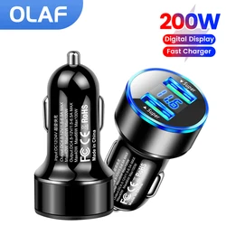 Olaf 200W Dual Ports USB Car Charger Fast Charging Cigarette Socket Lighter USB Phone Charger Adapter For iPhone Samsung Xiaomi
