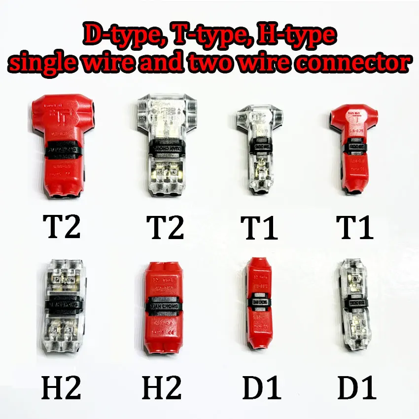 1pin/2pin H/T type Scotch Lock Quick Splice Wire Kabel Connector naar Terminals Crimp elektrische Auto Audio 24-18AWG Draad Set