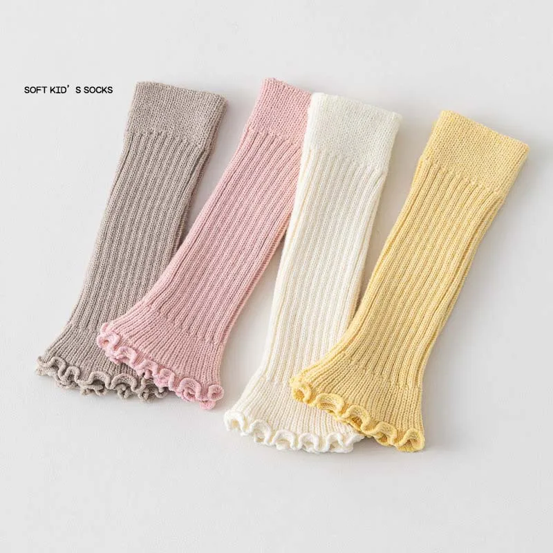 One Size Leg Warmers RAISE Children Leg Warmers Solid Thickened Warm Wear Lolita Pile Stocking Knitted Outdoors Socks For Girls