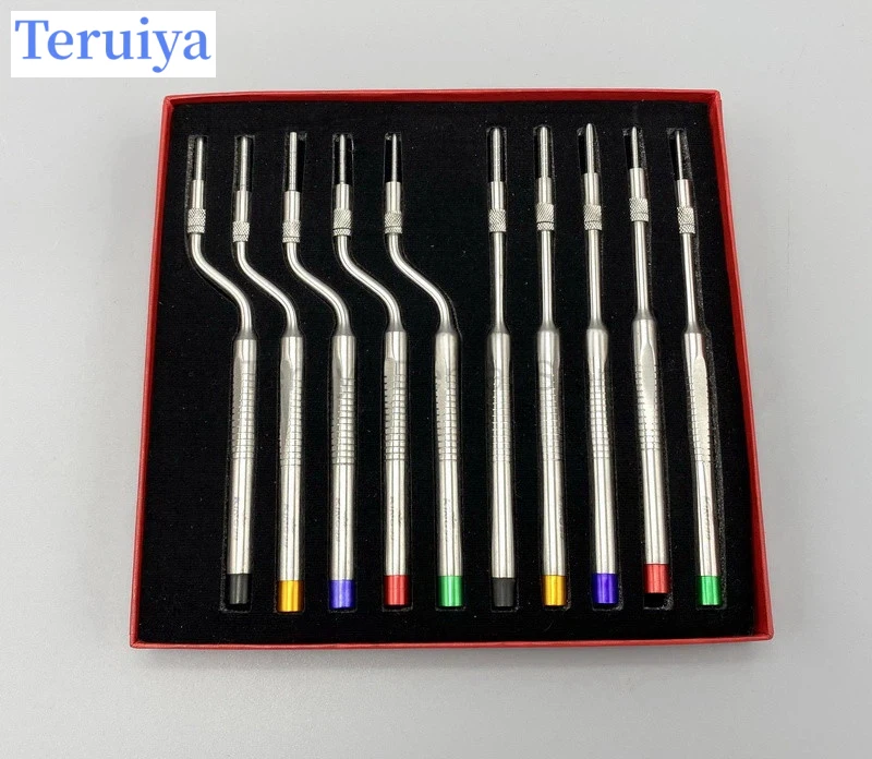 10 Pcs Dental Implant Osteotome Set - Maxillary Sinus Lift Instrument with Concave & Convex Tips