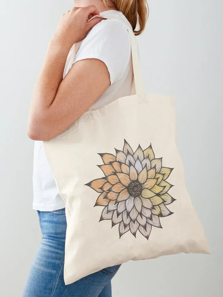 

Linework flower tie dye orange watercolor Tote Bag reusable shopping bag personalized tote bag the tote