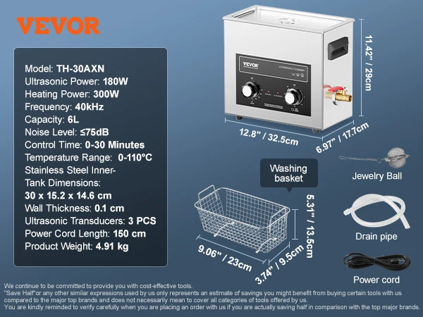 SucceBuy 2/3/6/10/15/30L Ultrasone reiniger met verwarming Timer voor laboratoriumgereedschap Metalen onderdelen Carburateur Messing Auto-onderdelen Motoronderdelen