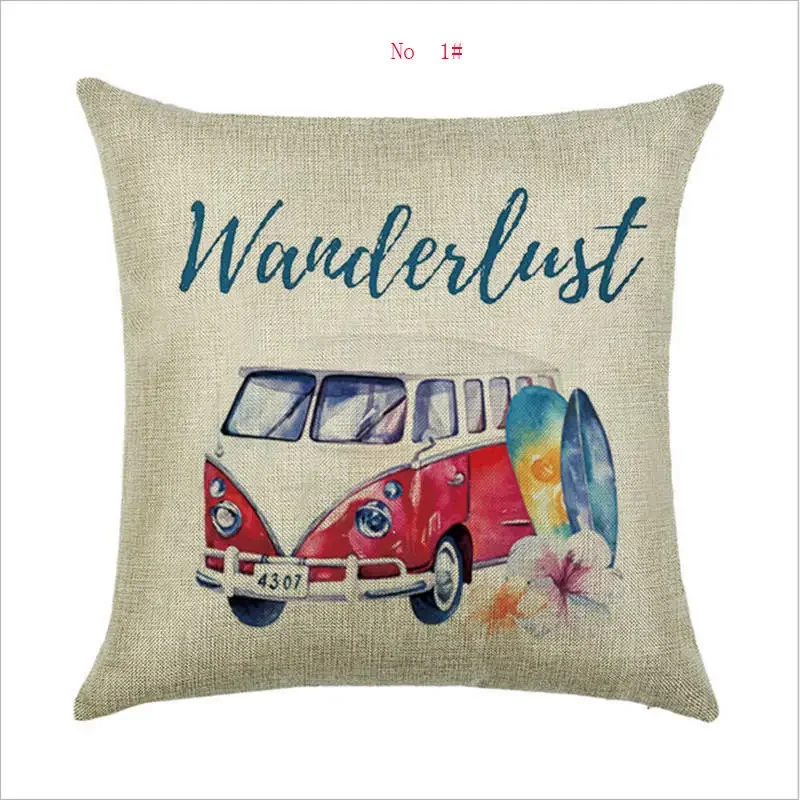 45cm*45cm OLOEY A Retro Bus Car Linen/cotton Throw Pillow Covers Couch Cushion Cover Home Decorative Pillows Cover