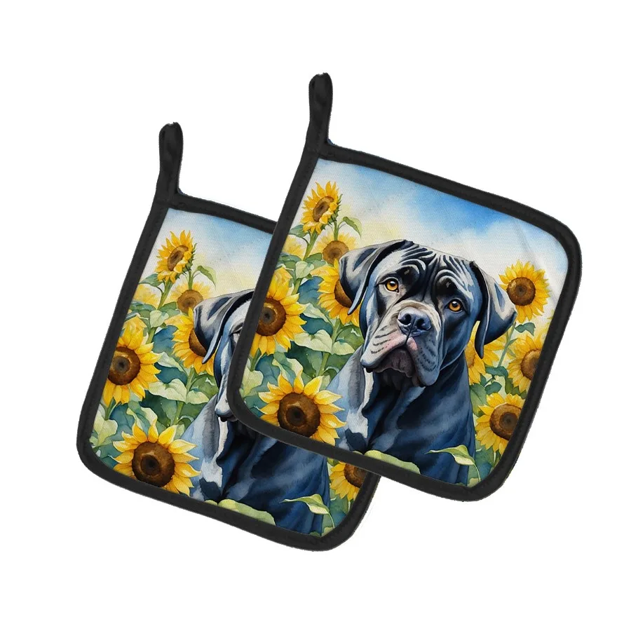 

Cane Corso in Sunflowers Pair of Pot Holders Kitchen Heat Resistant Pot Holders Sets Oven Hot Pads for Cooking Baking BBQ 7 1 2