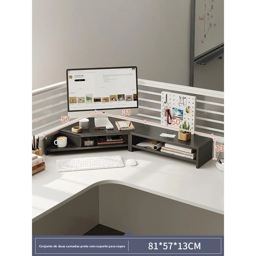 support-d'ordinateur-rongqi-avec-panneau-perfore-boite-de-rangement-de-bureau-support-d'ecran-outils-d'organisation-domestique