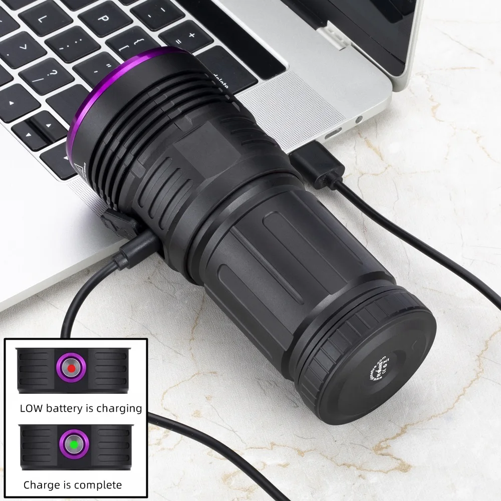 80W 365nm UV Flashlight Ultraviolet Ultra Violets Black Light Torch Pet Moss Detector Cat Dog Stains Bed Bug Moldy Food SV84