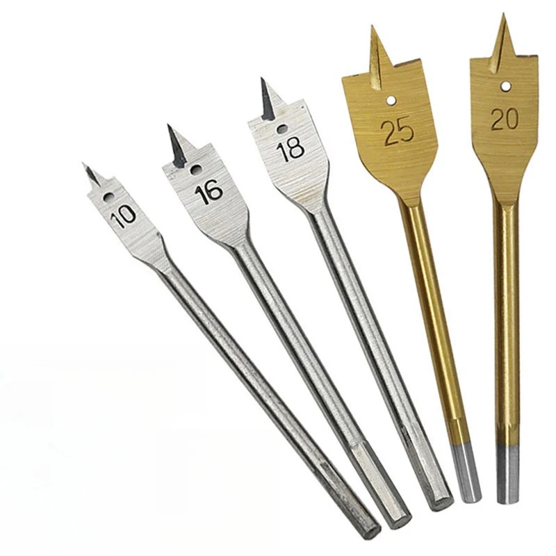 High Carbon Steel Flats Wood Drill Bit Set 10-25mm Hex Shank Hole Expander Kit with HeatTreated Tip Woodworking/Furniture Making