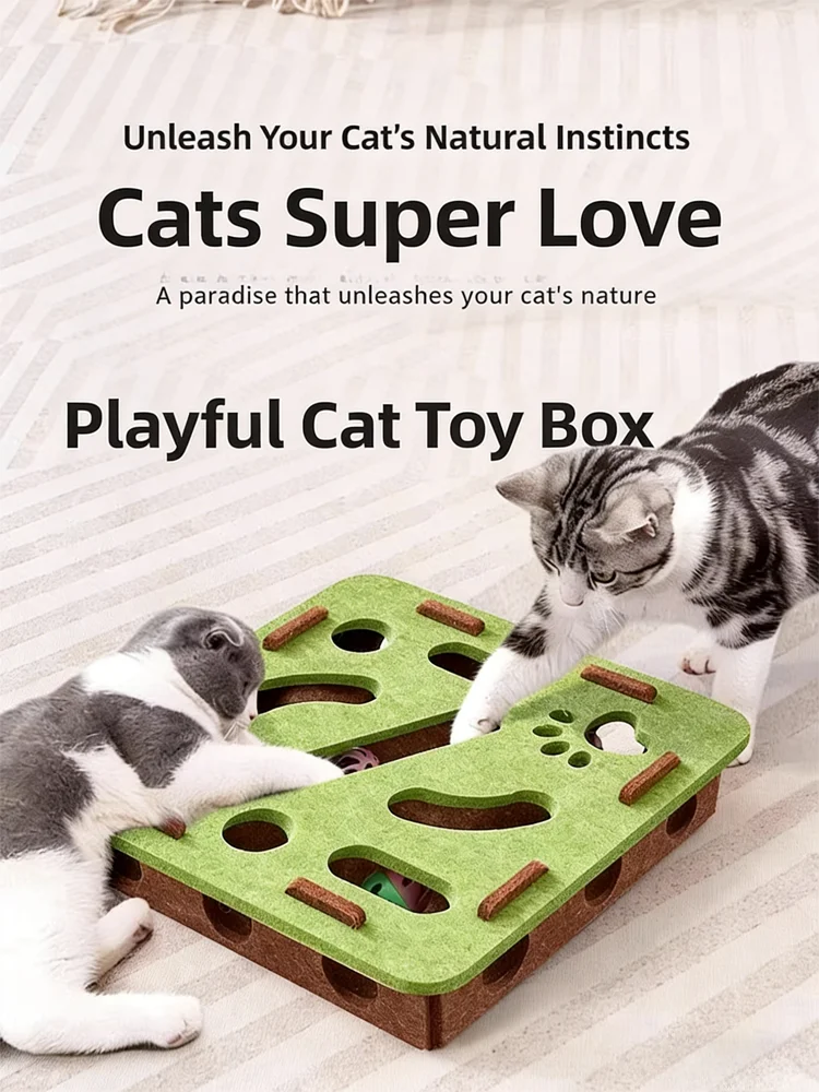 Huisdier kat entertainment doolhof bal-graven speelgoed, zelf-entertainment artefact, klauw-slijpend speelgoed, vilten kattenteaser doos, bel bal - afbeelding 2