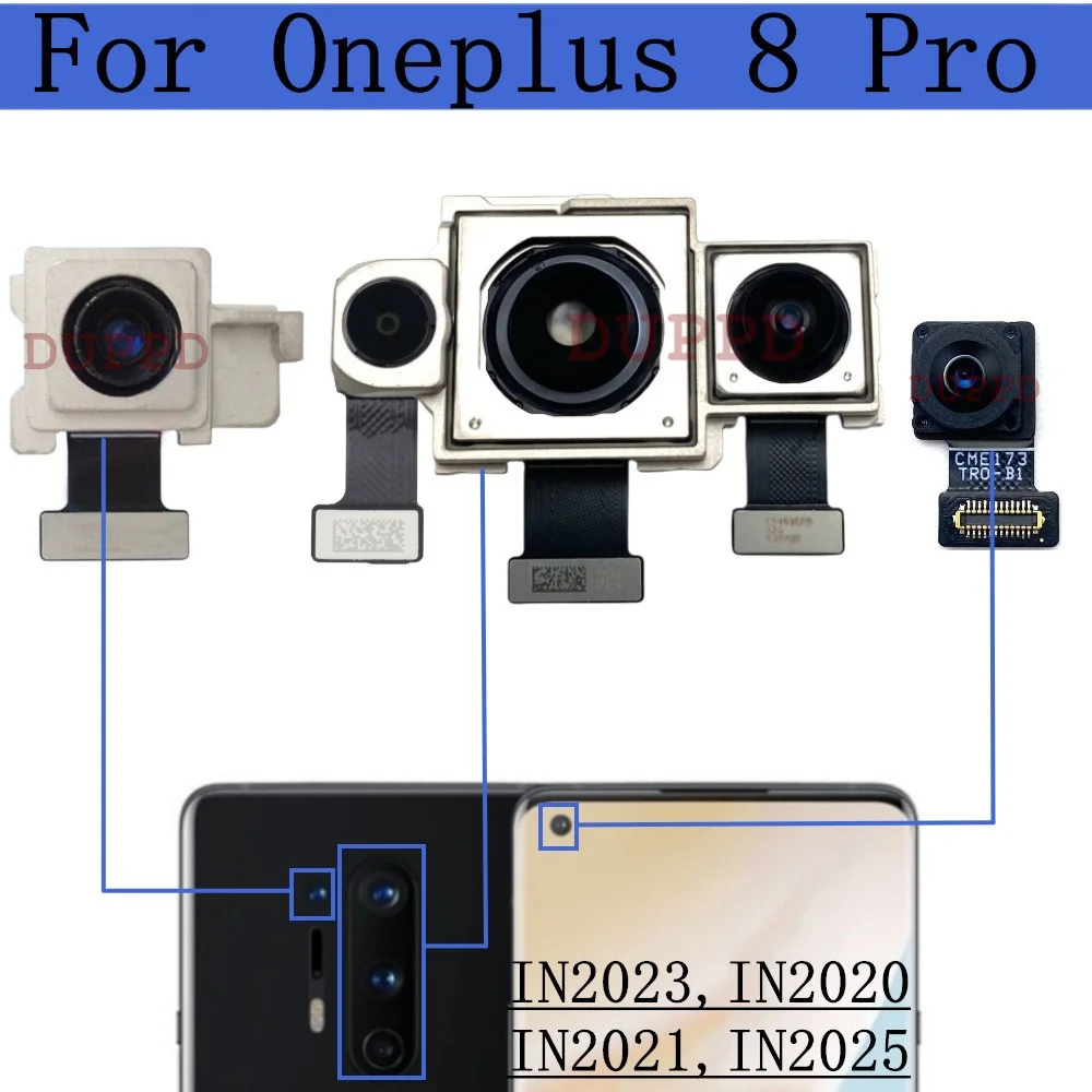 Front Rear Camera For Oneplus 8 Pro 1+8Pro Original Felfie Frontal Wide Back Facing Main Camera Module Flex Cable Parts