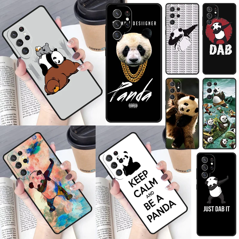 Cartoon Panda Painting Phone Case for Samsung Galaxy S26 Ultra S25 S24 S23 S22 S21 S20 Note10 Plus FE Cover Luxury