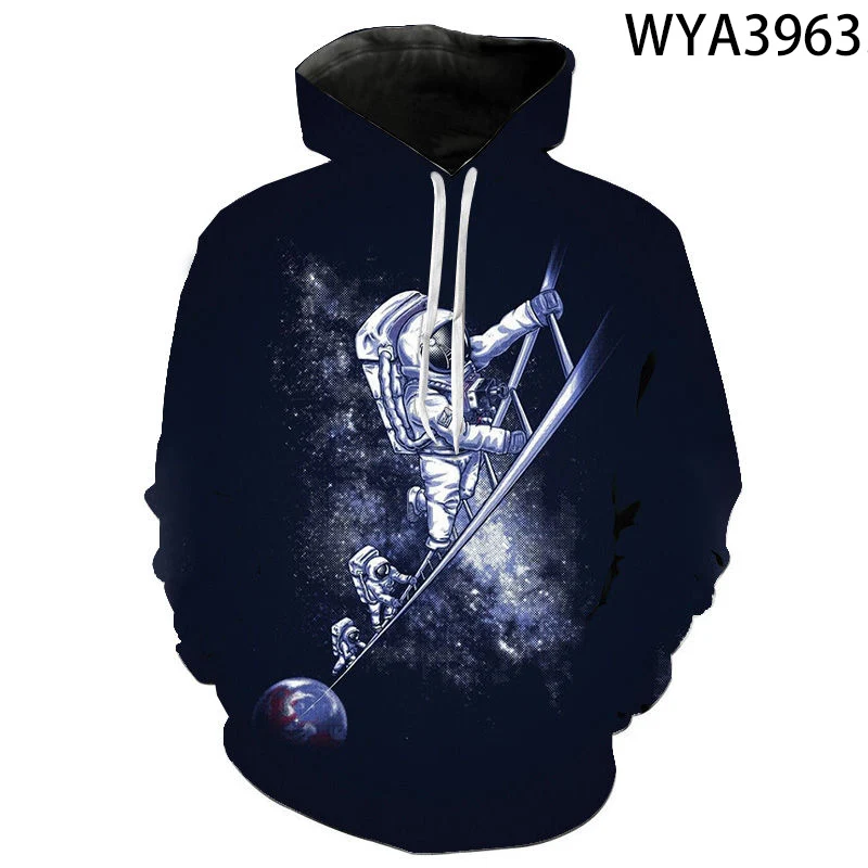 2024 Men's And Women's Hooded Sweatshirts Astronaut 3D Printed Sweatshirts Space Galaxy Universe Boys Girls Street Clothing