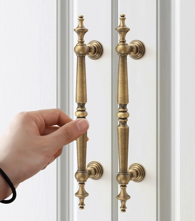 Nordic Vintage Brass Furniture Handles Bronze Handles for Wardrobe and Drawer Dresser Nightstand Luxury Kitchen Cabinet Handles