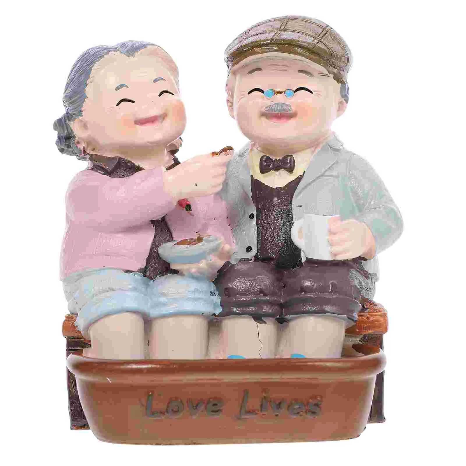 Toy Elderly Ornaments Mom Gifts Anniversary for Grandparents Resin Adorable Figurine Model