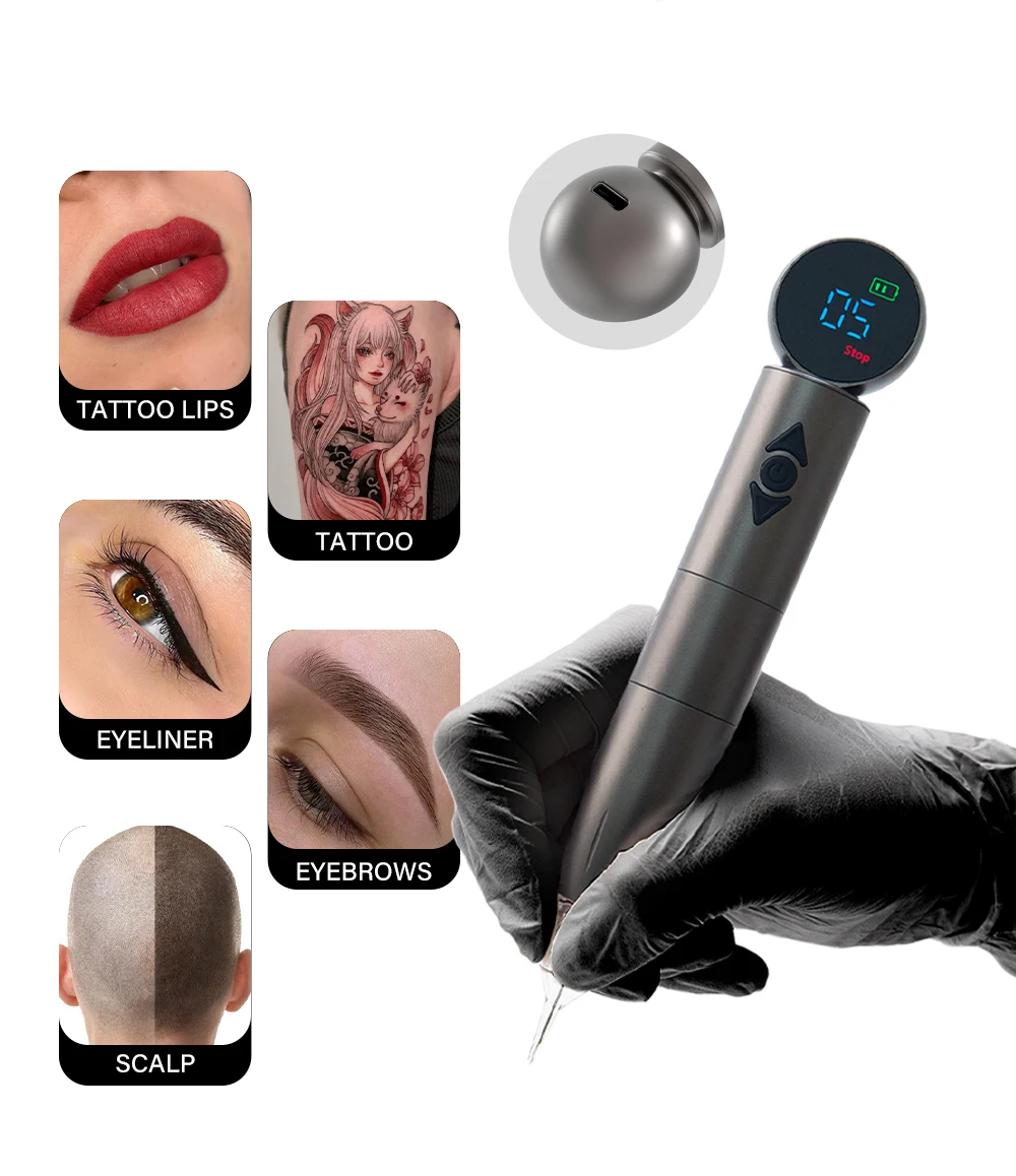 

Professional Permanent Makeup Pen Wireless Tattoo Machine Pen Removable Wireless PMU Machine with 700mAh Rechargeable Battery