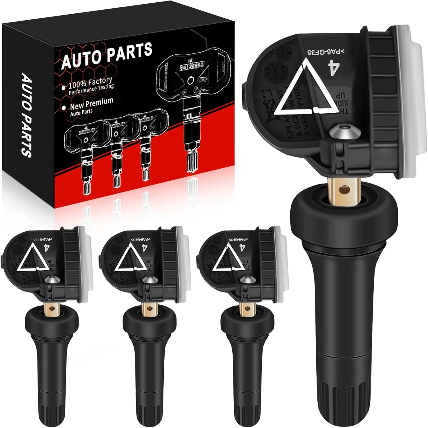 

Предварительно запрограммированные датчики TPMS 433 МГц для Chevrolet Silverado, Malibu, Impala, GMC Acadia, Cadillac CT6 (4 шт.)