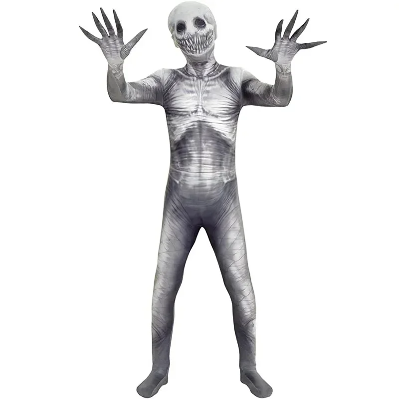 SN60 Scary Jumpsuit Costume Adult Men WomenThe Rake Costume Zalgo Slenderman Bodysuit 3D Scary Halloween Costume For Kids Bo1@j$