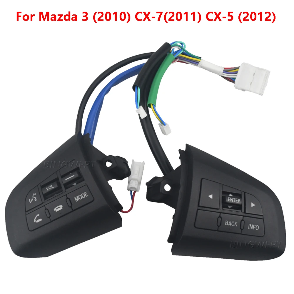 Bouton de commande de régulateur de vitesse et audio Bluetooth pour volant Mazda 3/5 CX7 BL 2008 2009 2010 2011 2012 2013 - Accessoire de style automobile