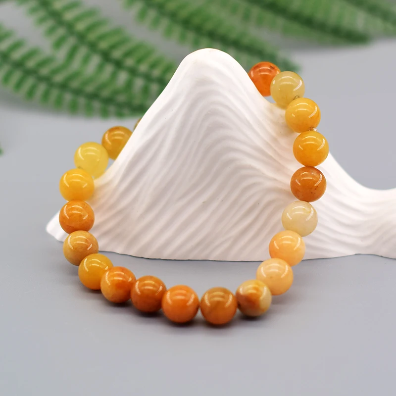 Real Natural Yellow Jade Round Beads Bracelet Women Natural Stone Crystal Amethyst Lapis Lazuli Gem Bracelet Men Gift for Lovers