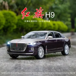 1:24 HONGQI H9 giocattoli per auto modello di auto in lega pressofuso veicoli in metallo modello di luce sonora modello da collezione giocattolo per bambini compleanno C304