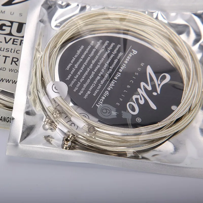 ZIKO Folk Guitar Strings for Acoustic DUS Series Sets 010-048 011-052 012-053 Steel Core Silver Plating Wound Guitar Accessories