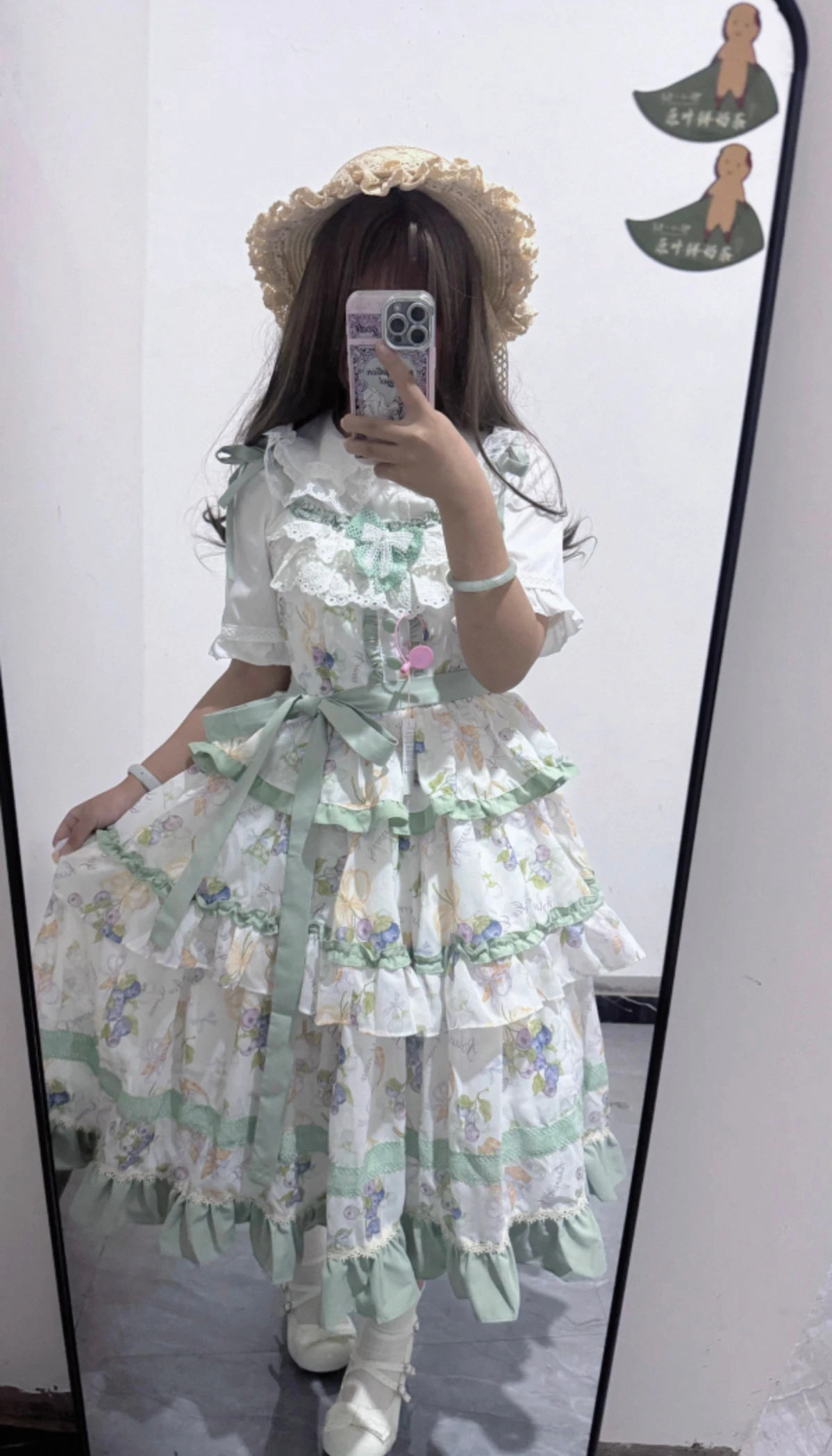 Kawaii Grape Print Princess Dress with Ruffles Bow Vintage Victorian Style Evening Party Sweet Elegant Lolita Jsk Dress for Wome view 2
