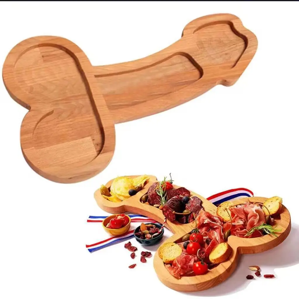 Plateau apéritif en forme de pénis drôle, nouveauté, ensemble unique, en bois, pour servir le fromage, assiette de fruits créative