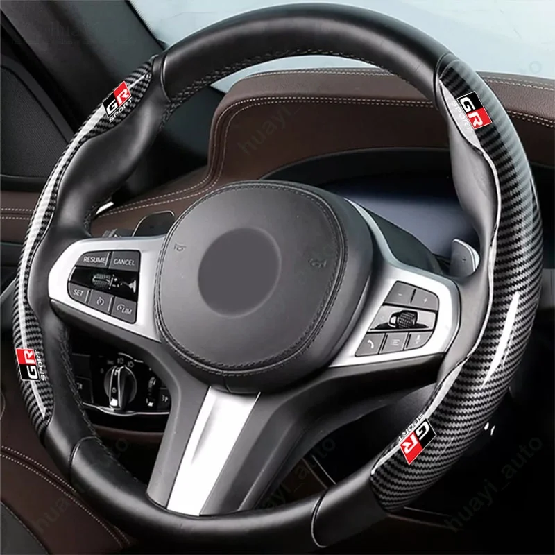 Car Carbon Fiber Steering Wheel Cover For Toyota GR Sport Gazoo Racing Anti Slip Car Steering Wheel Protector Cover Accessories