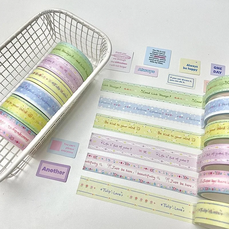 6pcs/lot Basic Purple Color Grid Style Decorative Tape Cute Cartoon Creative Washi Tape School Stationery