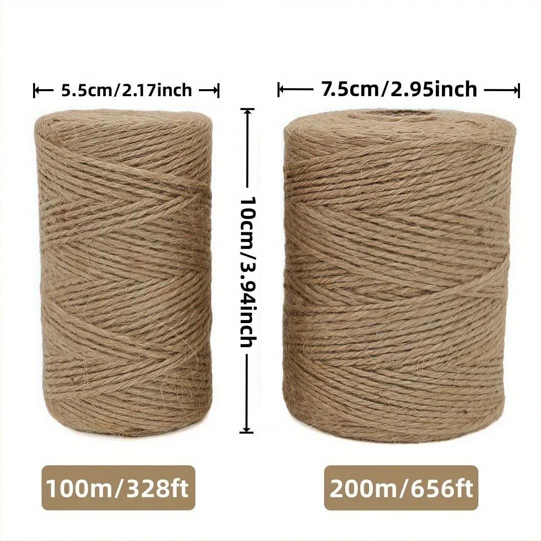 2/3/4mm 100M Natürliches Jute-Seil Schnur Bindfaden Band Bastelmaterial DIY Hochzeit Jutefaden Handgemachtes Nähgarn Party Weihnachten Heimdekoration – Detail 2