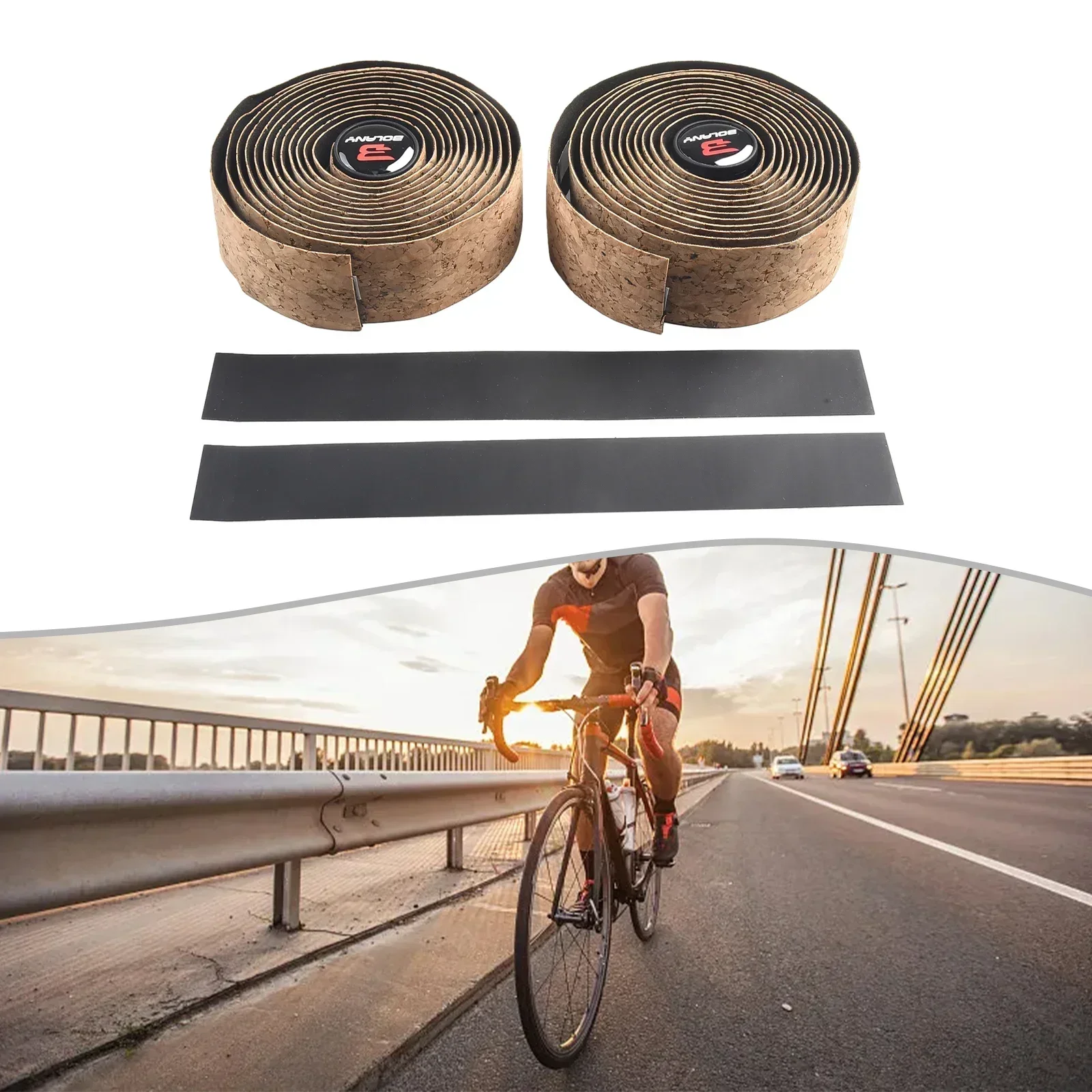 Cinta de manillar de grano de aserrín, 1 par, ligero, marrón tostado Natural, PU + textura de virutas de madera, barra de caída de pista de carrera de carretera