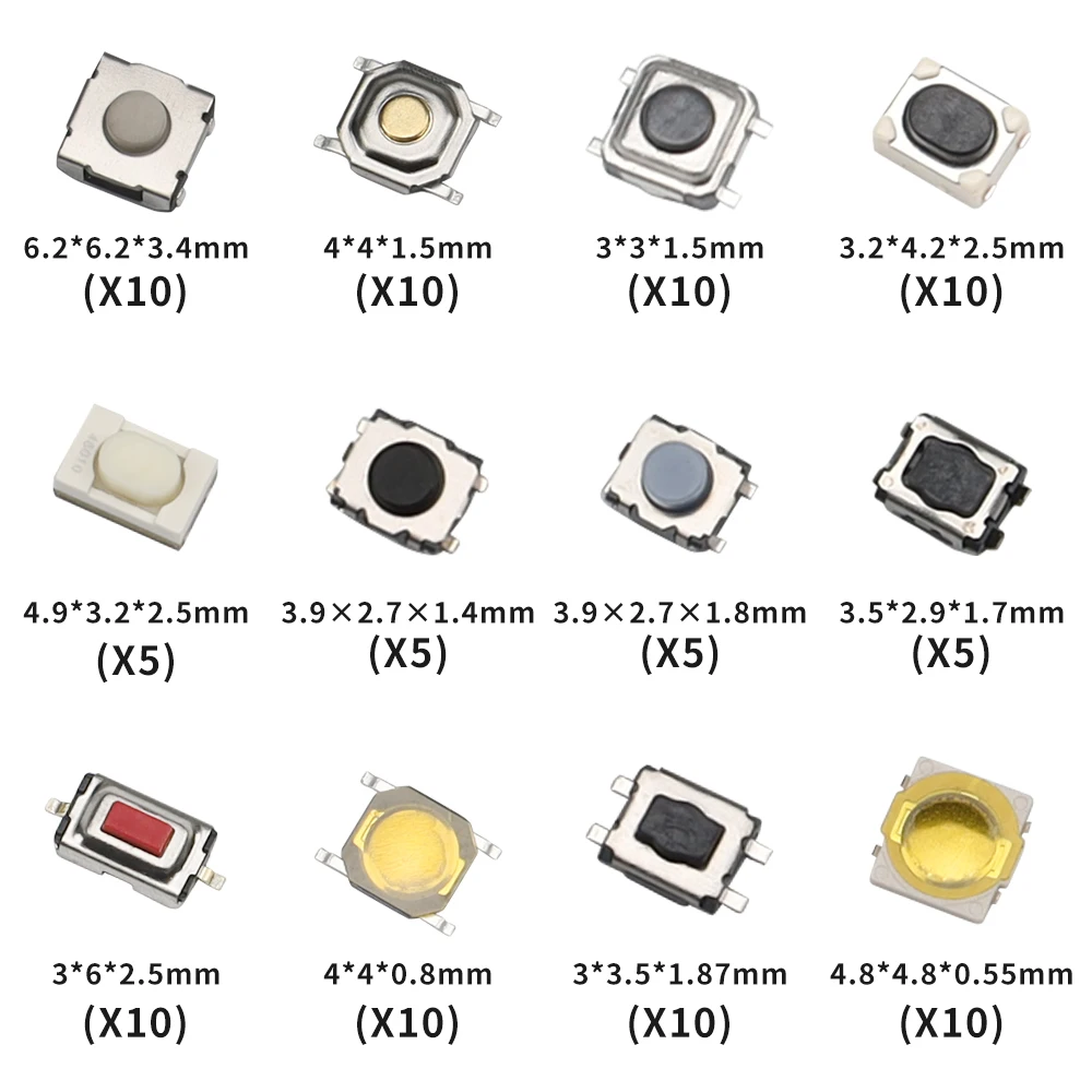 Okey serralheiro 100 peças por conjunto, 12 interruptores de toque de botão de chave de carro duráveis, 5 interruptores de toque de botão importados
