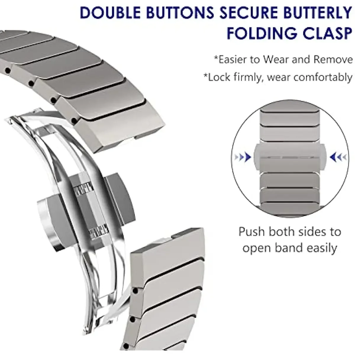 Stainless Steel Strap for Apple Watch Band 45mm 41mm 44mm 40mm 46mm 42mm Butterfly Link Bracelet IWatch Ultra 2 49mm 10 9 8 7 SE