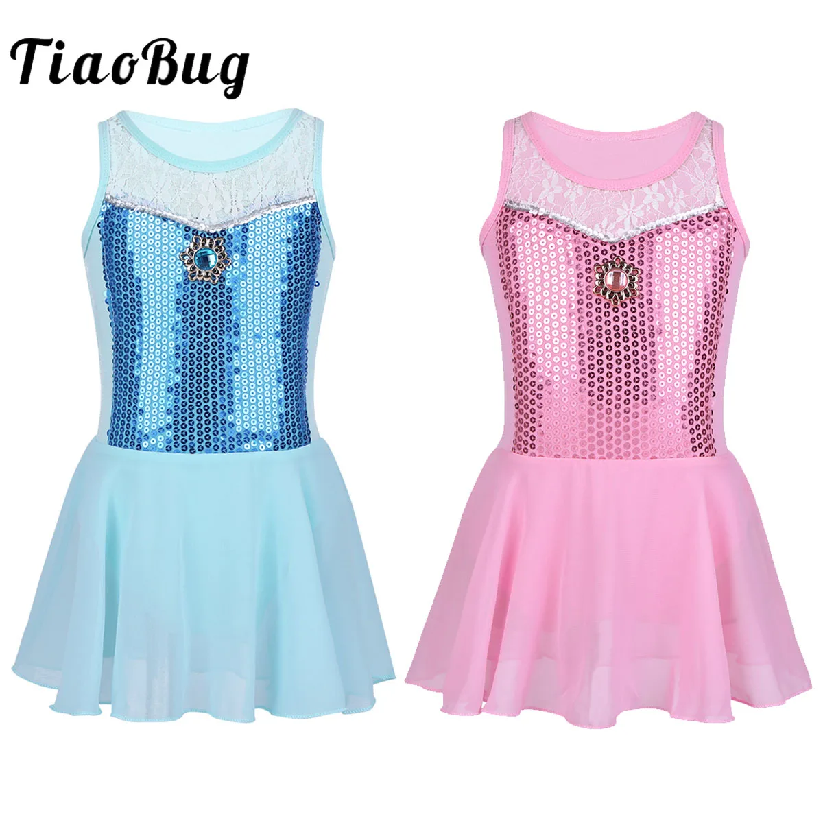 

Kids Girls Sequined Sleeveless Princess Ballerina Fairy Party Costume Dancer Ballet Leotard Dress Gymnastics Leotards Tutu