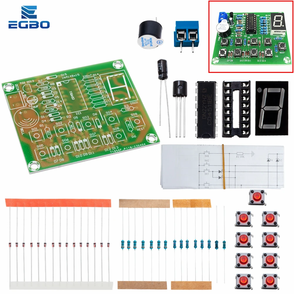ثمانية أشخاص المستجيب لتقوم بها بنفسك عدة 8 قناة الرد على التدريس ممارسة لحام CD4511 8Bit جهاز الإجابة جناح التدريب الإلكتروني