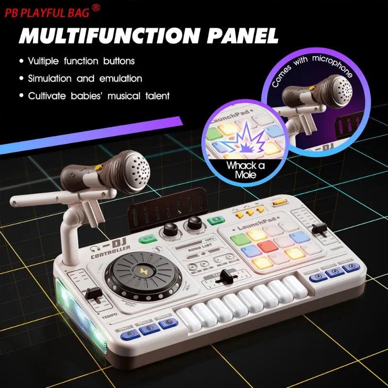 Controlador mezclador de DJ multifuncional de simulación para niños, reproductor de DJ de órgano electrónico, juguete de entretenimiento musical, regalos de navidad, 2025