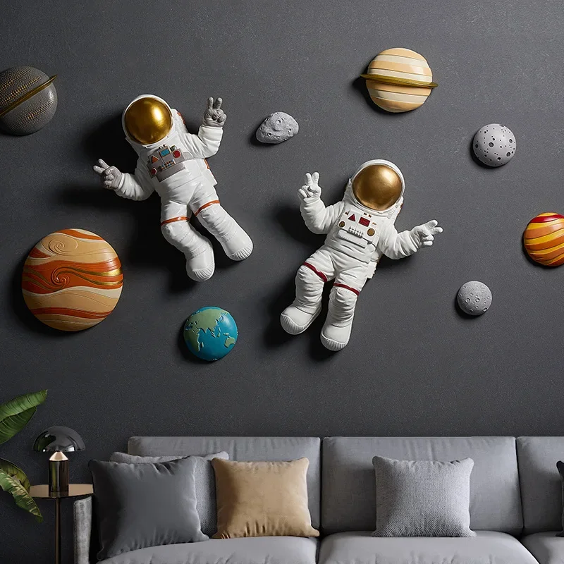 

New Nordic Wall Decoration Astronaut Resin Shelves Home Decor 3D Wall Figurines For Living Room Bedroom Interior Accessories