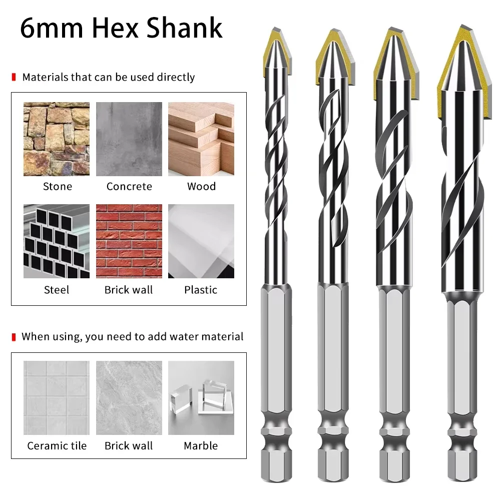 6mm Hex Shank Offset Tip Twist Drill Bit Multipurpose Cement Ceramic Steel Slate Plate Efficient Hole Drilling Electric Drilling