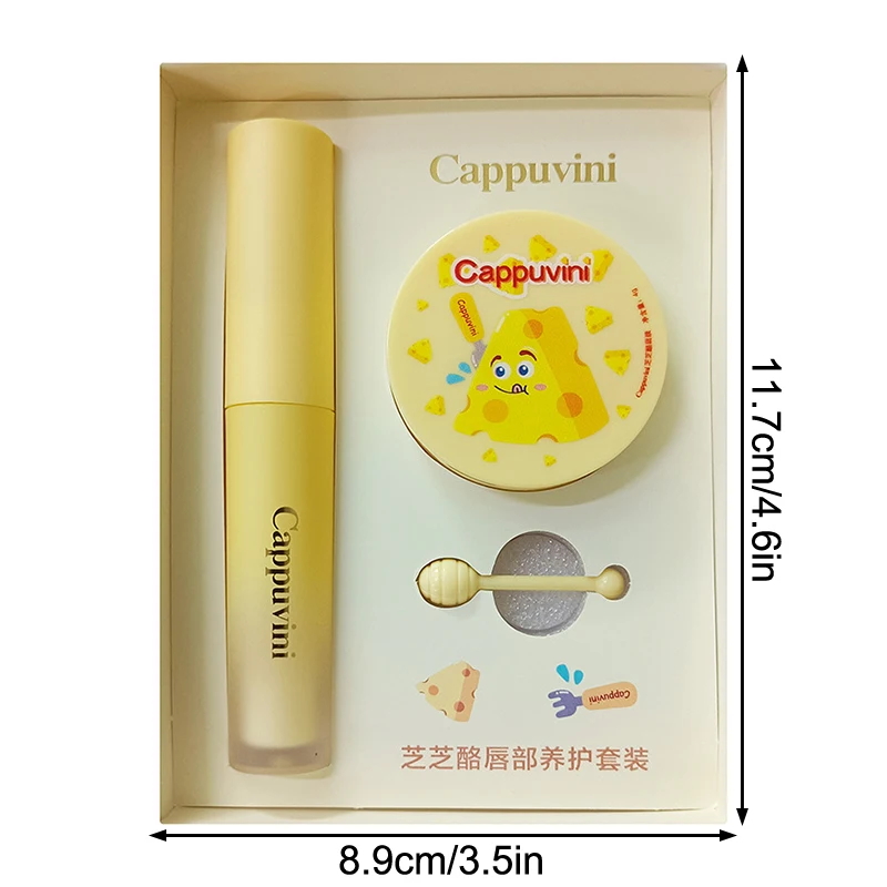 3 stuks Cappuvini Lipverzorgingsset - Exfoliërende Honing Lippenbalsem Hydraterende Lipgloss Lichte Textuur Lipmasker Voor Het Verlichten Van Droogheid