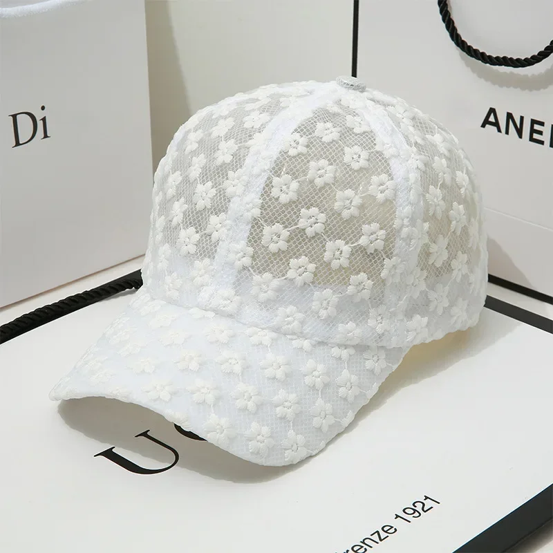 Summer Lace Hat Cotton Thin Baseball Cap for Women Breathable Mesh Girls Snapback Hip Hop Fashion Female Caps Adjustable