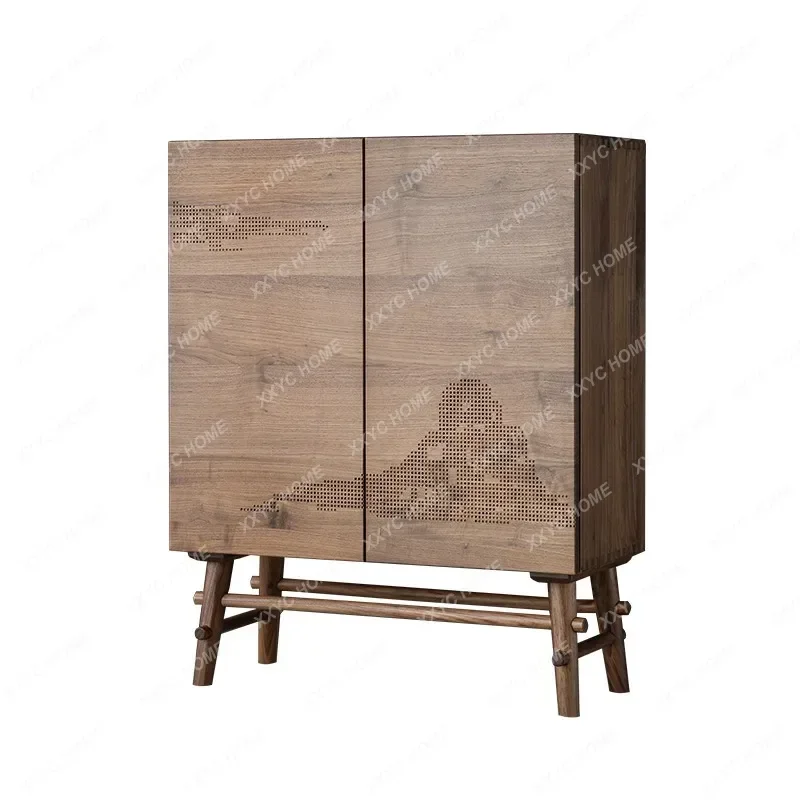 DVHot sales Black walnut log porch cabinet New Chinese decorative cabinet