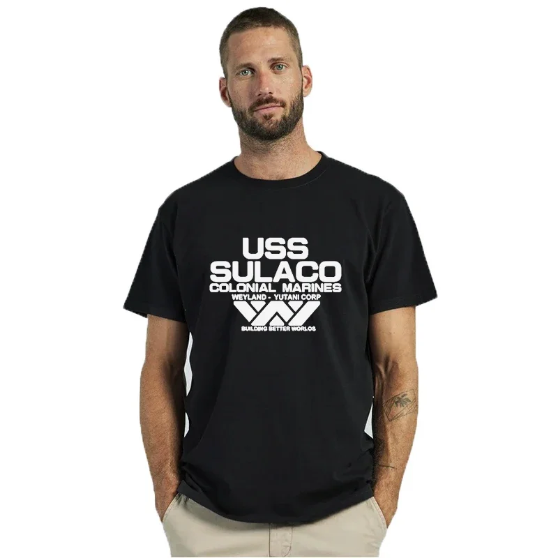 Spring Summer USS SULACO colonial marines Round Neck Pure Outdoor Cotton T-shirt Sweatshirt Men's and Women's T-shirt Casual