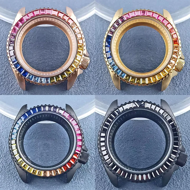 41mm SKX 007 colored diamond case fits NH34 NH36  35movement stainless steel sapphire glass waterproof case accessories