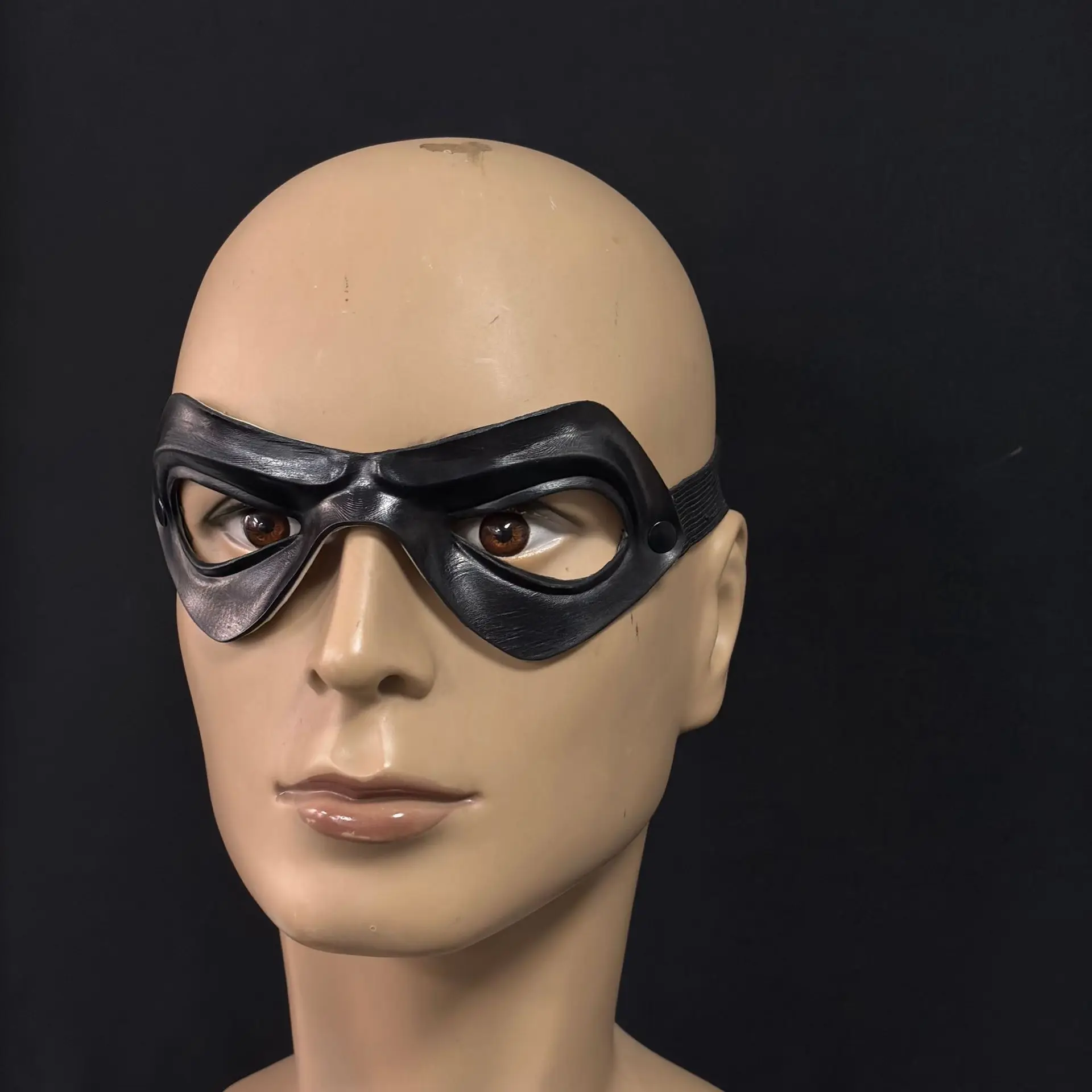 Schwarze Halbgesichts-Augenmaske für Erwachsene, Latex-Augenmaske, Maskerade, Halloween, Karneval, Kostümparty, Cosplay-Requisite – Detail 1